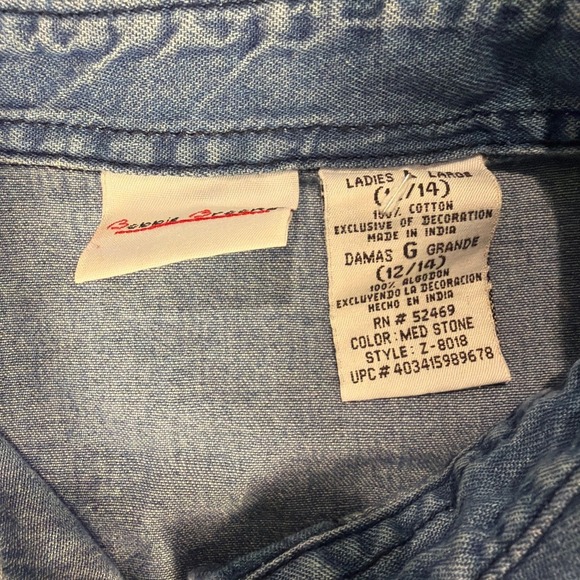 Vintage Denim Christmas Shirt Teddy Bear Holiday Button Down Long Sleeve - Picture 5 of 6